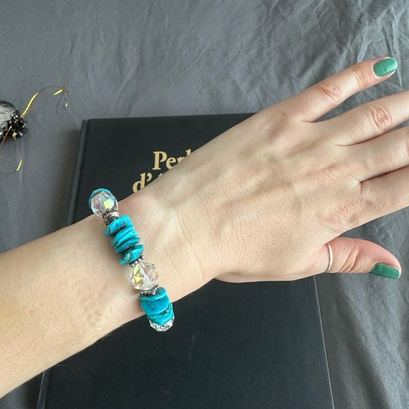 Turquoise and AB crystals sterling bracelet - Picture 3 of 6